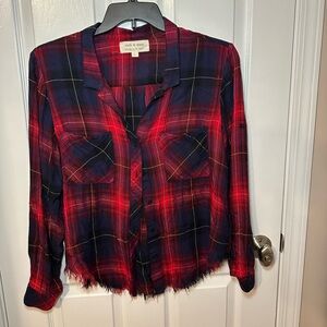 Cloth & Stone Womens Plaid Shirt Large Grunge Indie Granola Western Cottagecore